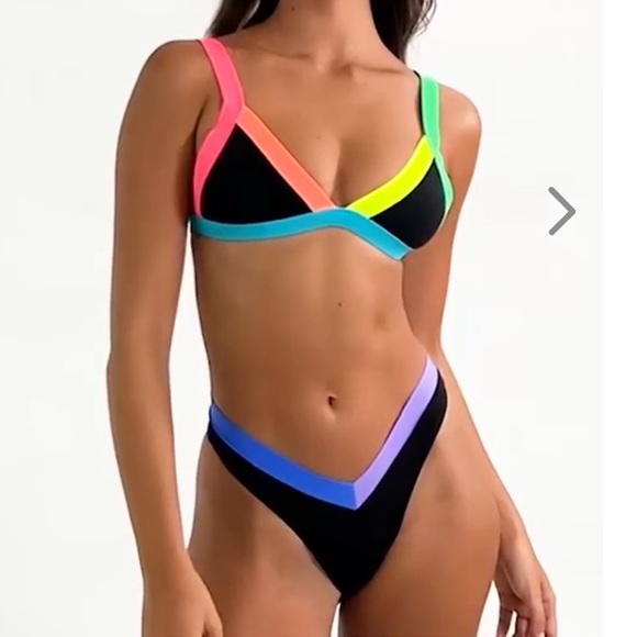 NWT OneOne Swimwear Bikini SET Jena Sims 2023 Coco Cay Black Kameron Jesse New - Picture 2 of 9